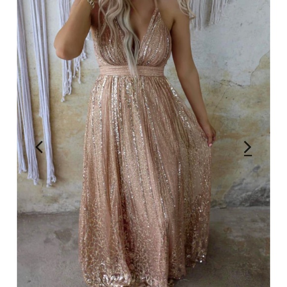 Rose Gold Sequin Maxi Gown, NWT - Picture 7 of 8